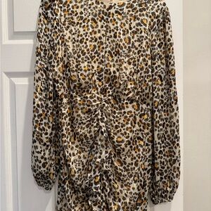 BCBGeneration Leopard Print Blouse with Ruching